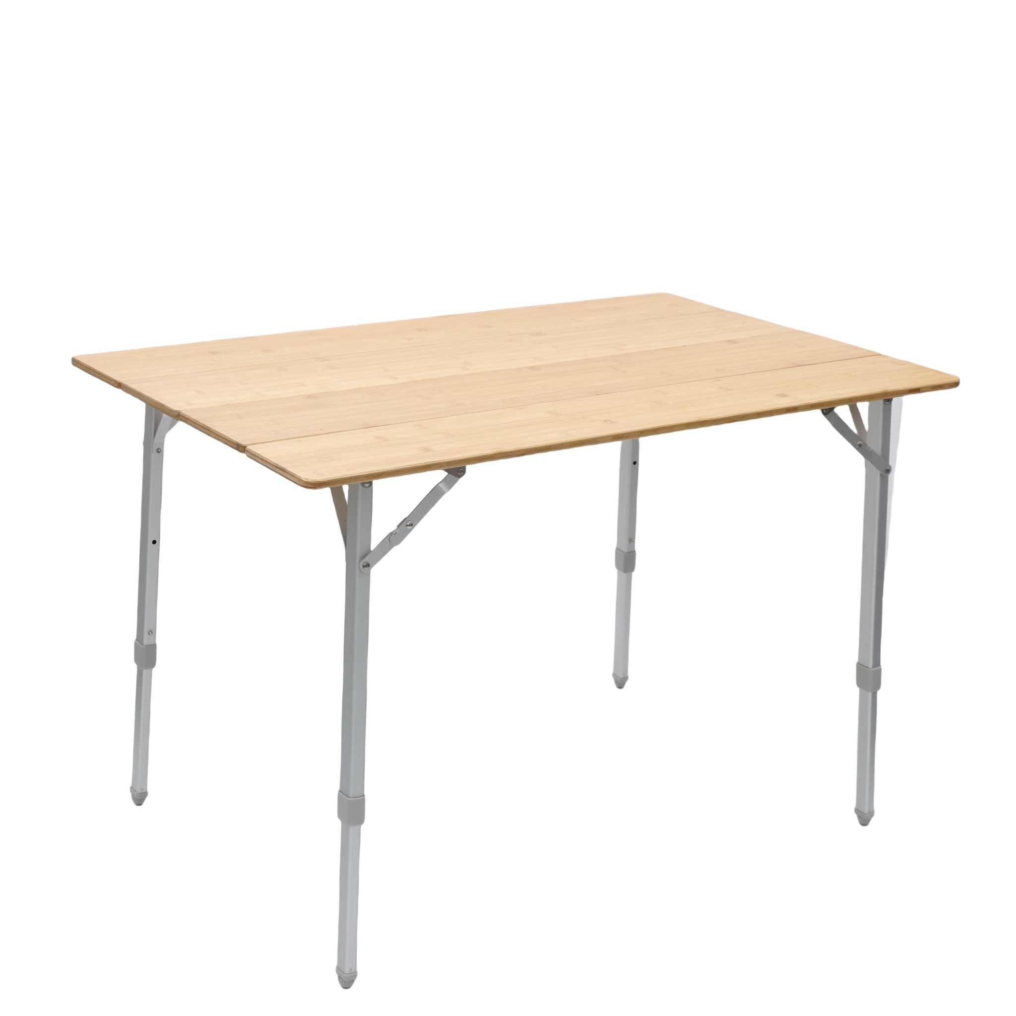 Foldebord i bambus og aluminium, 100 x 65 cm, foldbart og justerbart