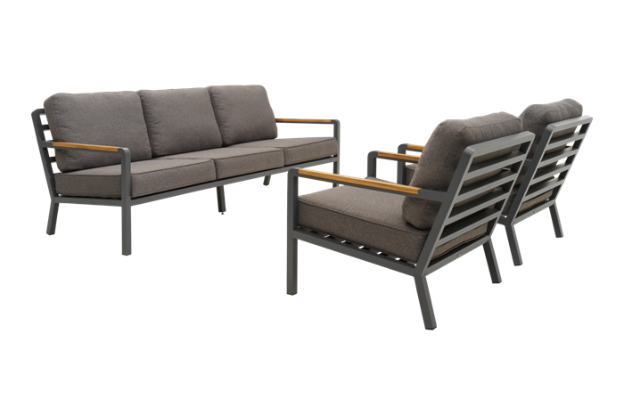 Nova loungesæt i antracit aluminium med teak-armlæn