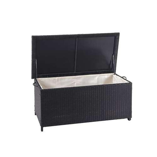 Sort polyrattan hyndeboks på 170 liter i Premium-udførelse