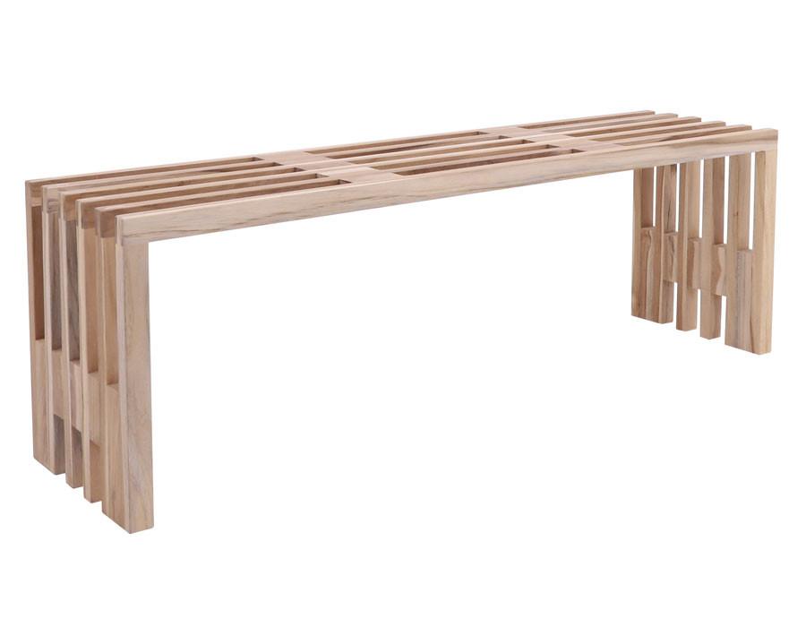 Teak havebænk på 140 centimeter med lige ryg og armlæn