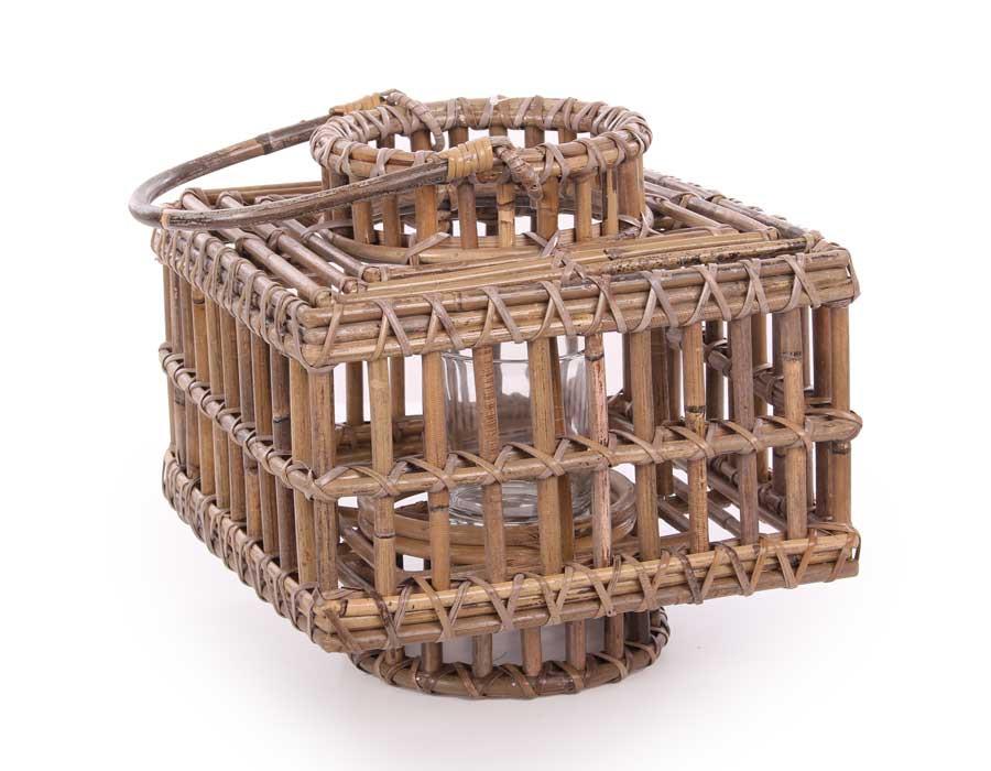 Kubu-lanterne i flettet naturmateriale på 25x25 centimeter