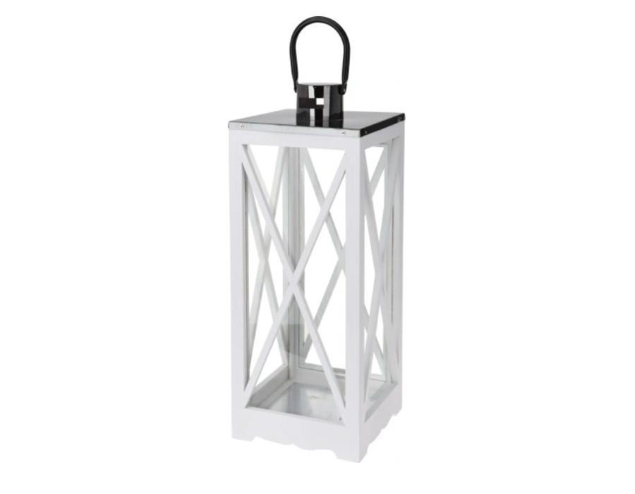 Hvid gulvlanterne med metaltop på 20x20x52 centimeter