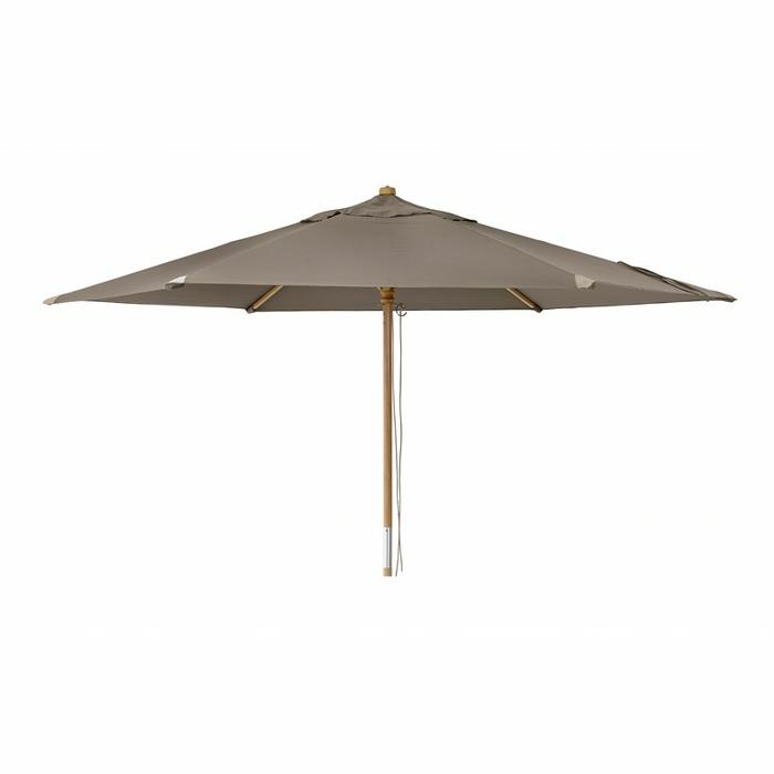 Taupefarvet Reggio centerparasol med lys træstang