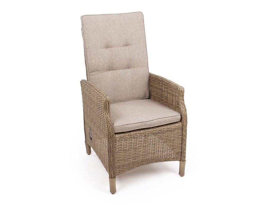 Positionsstol i aluminium med dusty polyrattan-flet og vandafvisende hynde